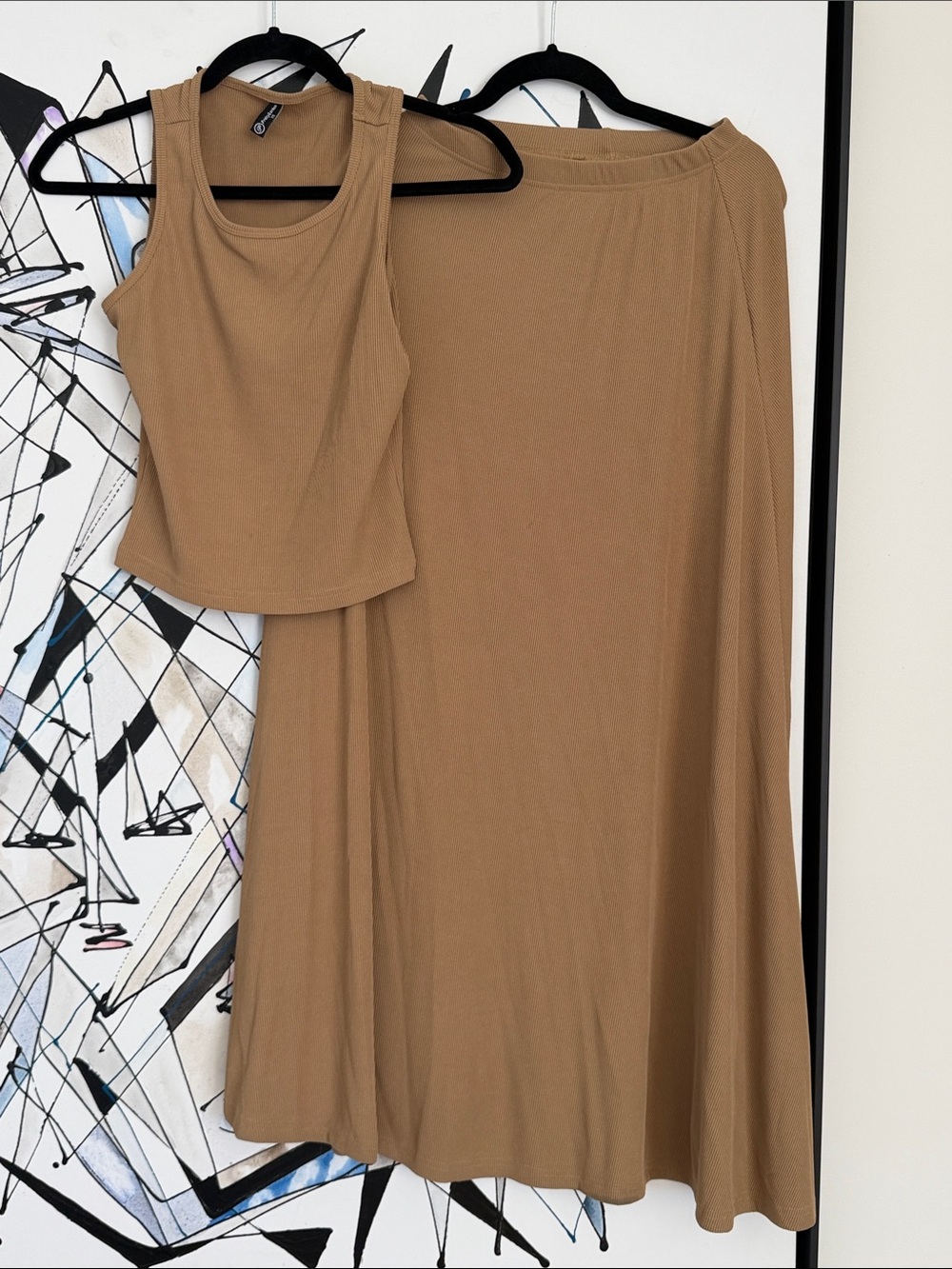 Women’s Tan Maxi Skirt with Matching Tank - Two-Piece Set